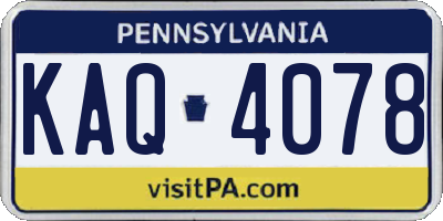 PA license plate KAQ4078