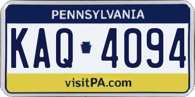 PA license plate KAQ4094