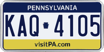 PA license plate KAQ4105
