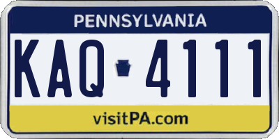 PA license plate KAQ4111