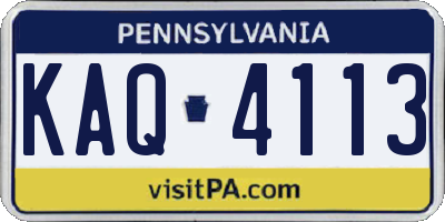 PA license plate KAQ4113
