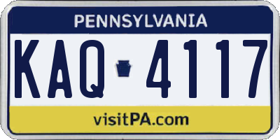 PA license plate KAQ4117
