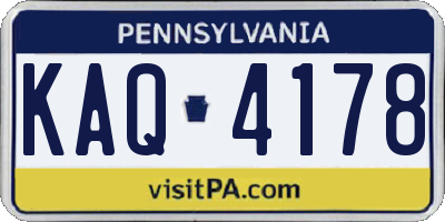 PA license plate KAQ4178