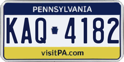 PA license plate KAQ4182