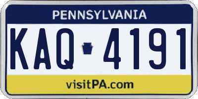 PA license plate KAQ4191