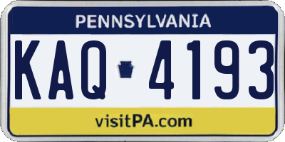 PA license plate KAQ4193