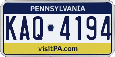 PA license plate KAQ4194