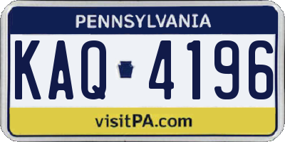 PA license plate KAQ4196