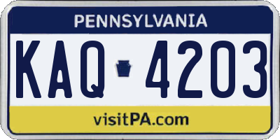 PA license plate KAQ4203