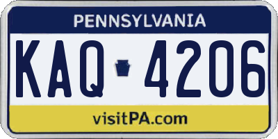 PA license plate KAQ4206
