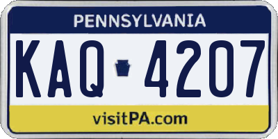 PA license plate KAQ4207