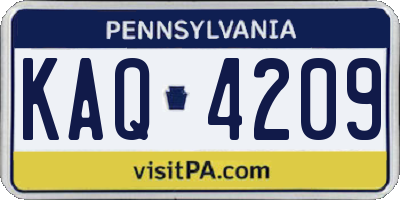 PA license plate KAQ4209