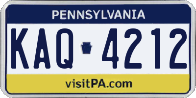 PA license plate KAQ4212