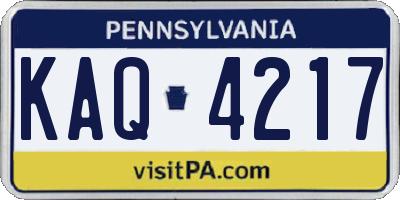 PA license plate KAQ4217