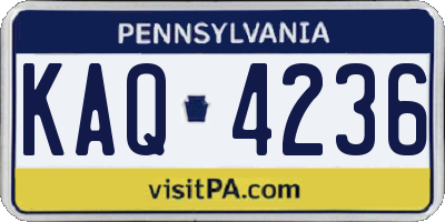PA license plate KAQ4236