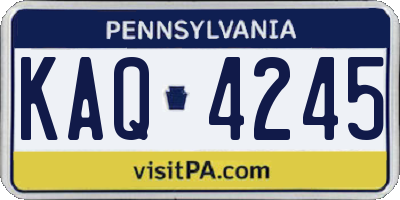 PA license plate KAQ4245