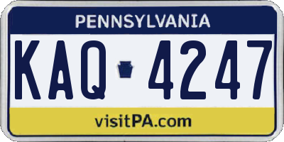 PA license plate KAQ4247
