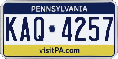 PA license plate KAQ4257