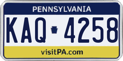 PA license plate KAQ4258