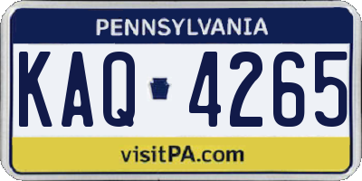 PA license plate KAQ4265