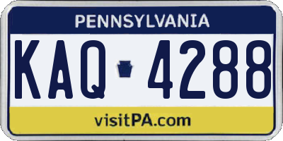 PA license plate KAQ4288