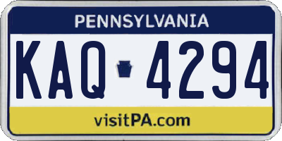 PA license plate KAQ4294