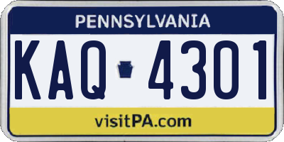 PA license plate KAQ4301