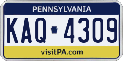 PA license plate KAQ4309
