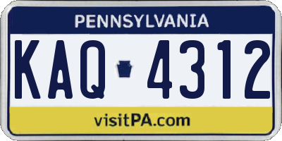 PA license plate KAQ4312