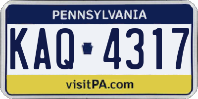 PA license plate KAQ4317