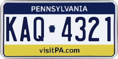 PA license plate KAQ4321