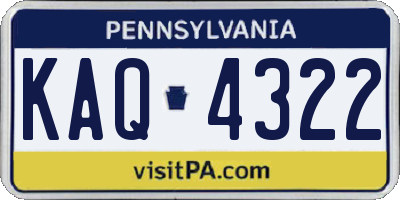 PA license plate KAQ4322