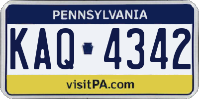 PA license plate KAQ4342