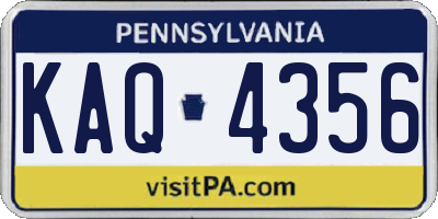 PA license plate KAQ4356