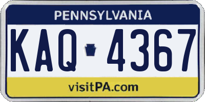 PA license plate KAQ4367