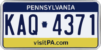 PA license plate KAQ4371