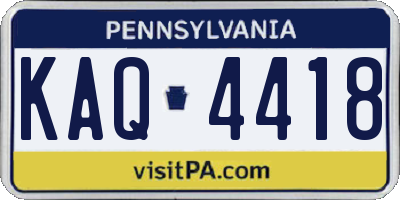 PA license plate KAQ4418
