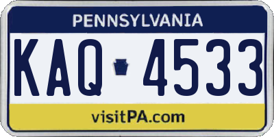 PA license plate KAQ4533