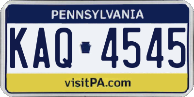 PA license plate KAQ4545