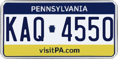 PA license plate KAQ4550