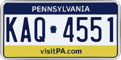 PA license plate KAQ4551