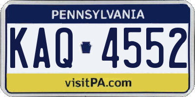 PA license plate KAQ4552