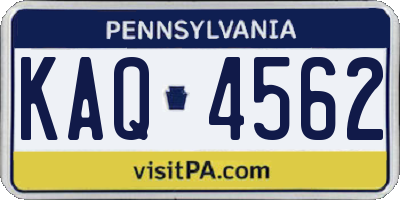 PA license plate KAQ4562
