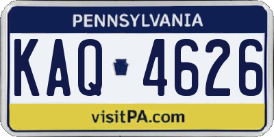 PA license plate KAQ4626