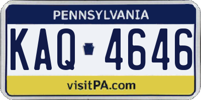 PA license plate KAQ4646