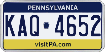PA license plate KAQ4652