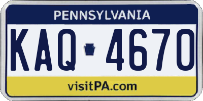 PA license plate KAQ4670
