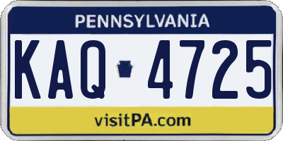PA license plate KAQ4725