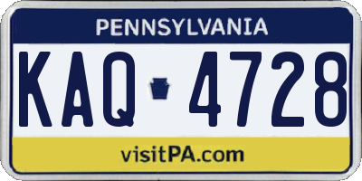PA license plate KAQ4728