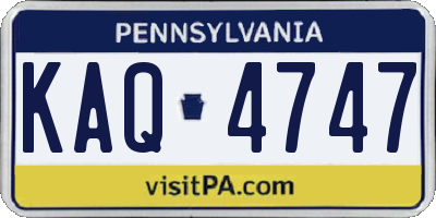 PA license plate KAQ4747